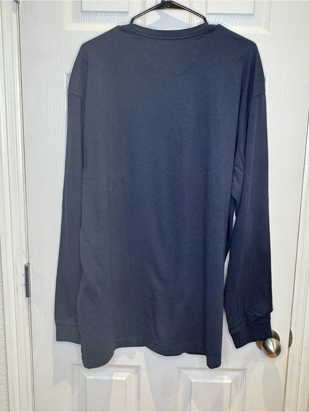 Duluth Trading Co Men's XL Longtail Tee Relaxed Fit Long Sleeve Crew Navy Blue
